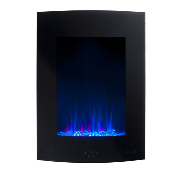 Black Vertical Curved fireplace